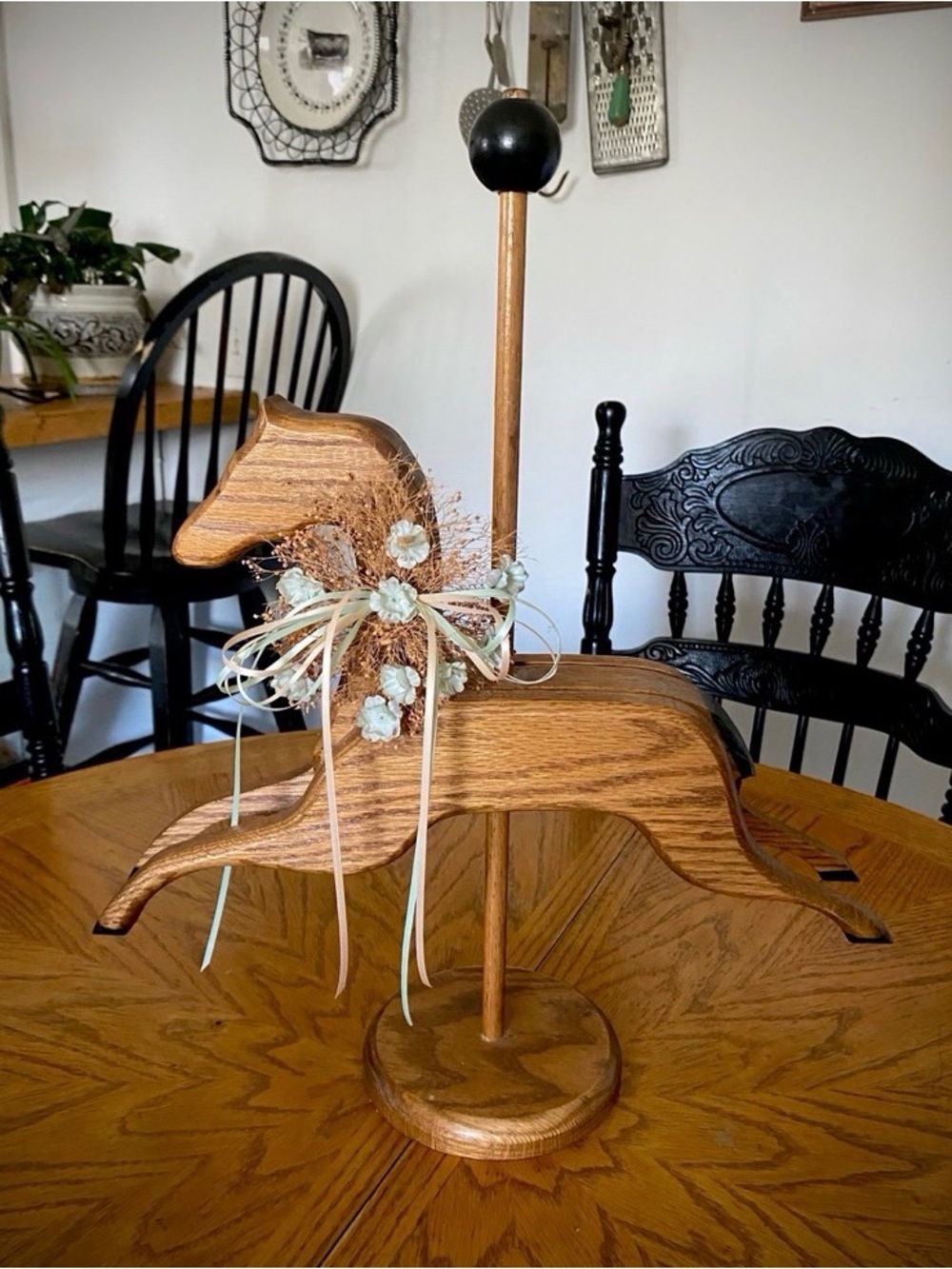 Vintage Wooden Carousel Horse Mid-Century Folk Art Cottagecore Granny Decor MCM